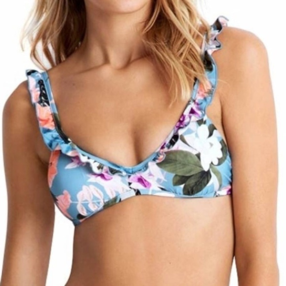 Seafolly Summer Vacay frill front top blue mist 8